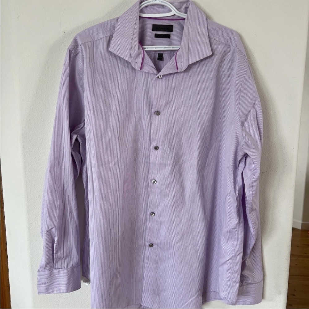 Men's Lavender/Pink Calvin Klein Dress Shirt